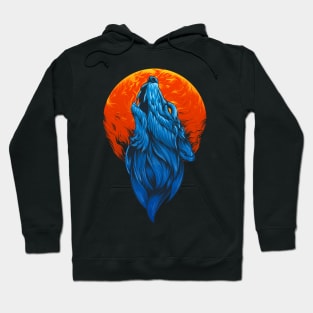 Graphic Illustration Wolf Head And The Moon Wild Life Hoodie